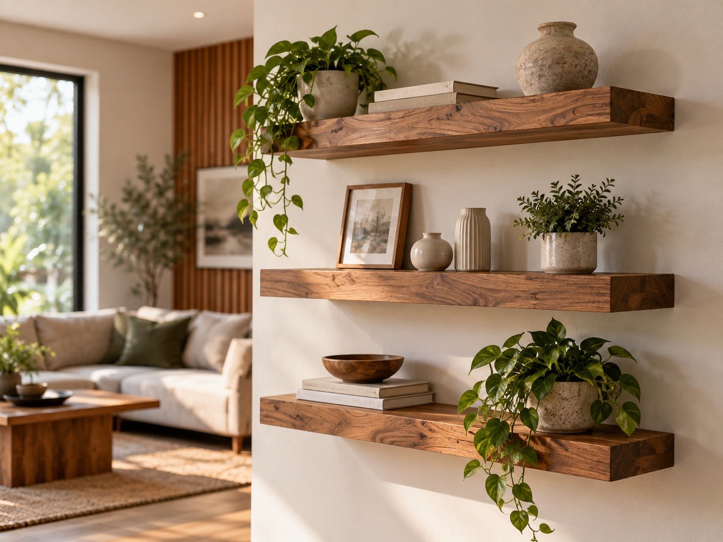 Floating wall shelves